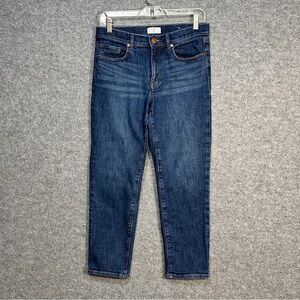Loft Boyfriend Size 6P Dark Blue Denim Jeans Straight Leg Mid Rise 30x26 Casual